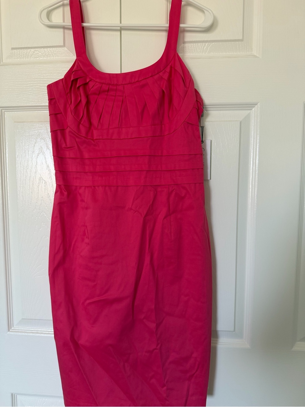 NWT Calvin Klein Pink Solid Cotton Pleated Shift Knee Length Dress Sleeveless 6